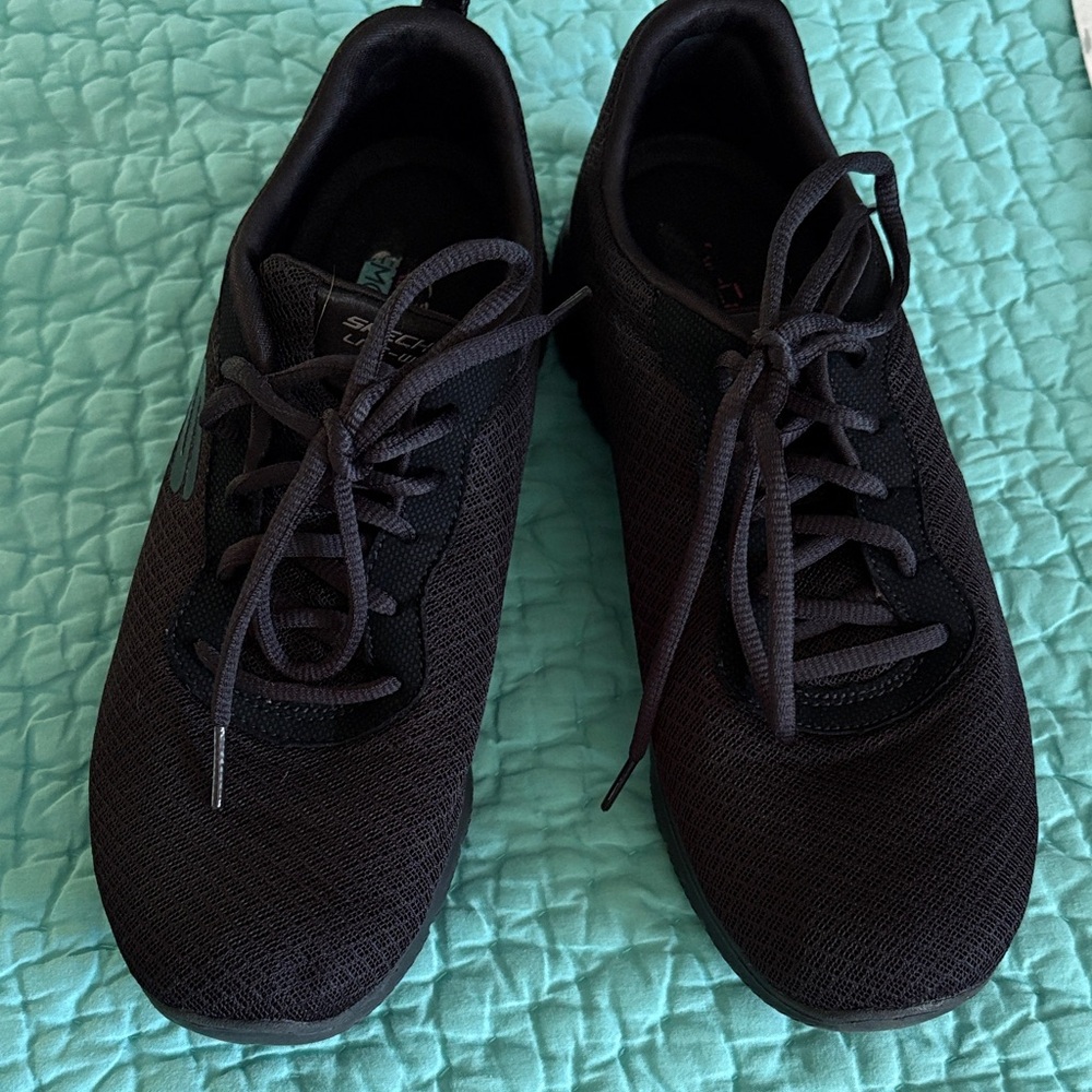 Skechers Women’s Black Lace-Up Athletic Sneakers